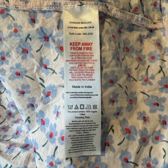 Damson Madder Greta Ditsy Floral Midi Dress Blue White US 6 / UK 10 Organic Cott - Picture 9 of 12